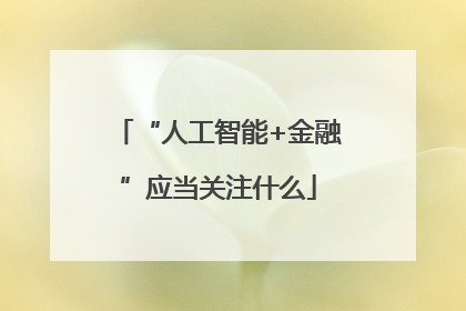 “人工智能+金融”应当关注什么