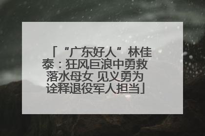 “广东好人”林佳泰：狂风巨浪中勇救落水母女 见义勇为诠释退役军人担当