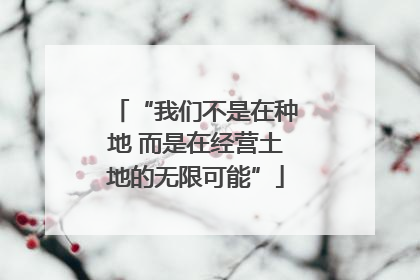 “我们不是在种地 而是在经营土地的无限可能”