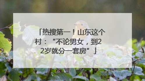 热搜第一！山东这个村：“不论男女，到22岁就分一套房”