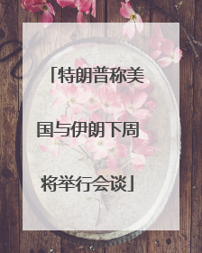 特朗普称美国与伊朗下周将举行会谈