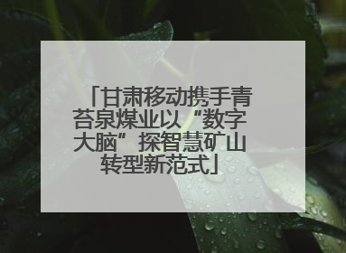 甘肃移动携手青苔泉煤业以“数字大脑”探智慧矿山转型新范式