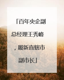 百年央企副总经理王秀峰，履新直辖市副市长