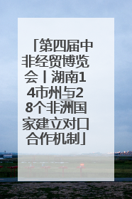 第四届中非经贸博览会丨湖南14市州与28个非洲国家建立对口合作机制
