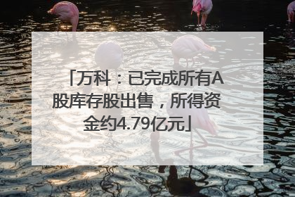 万科：已完成所有A股库存股出售，所得资金约4.79亿元