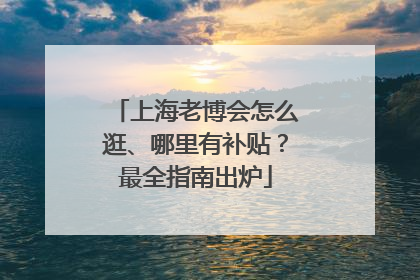 上海老博会怎么逛、哪里有补贴？最全指南出炉