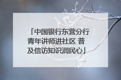 中国银行东营分行青年讲师进社区 普及信访知识润民心