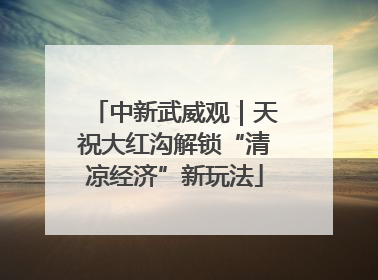 中新武威观｜天祝大红沟解锁“清凉经济”新玩法