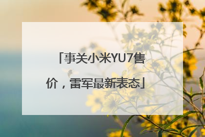 事关小米YU7售价，雷军最新表态
