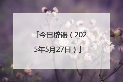 今日辟谣（2025年5月27日）