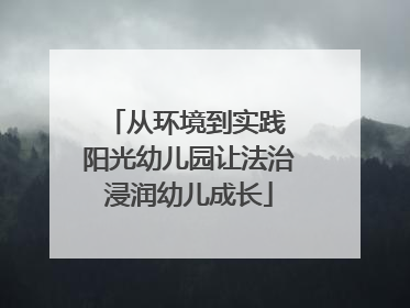 从环境到实践 阳光幼儿园让法治浸润幼儿成长