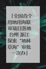 全国首个用地用海联审项目落地台州 浙江探索“地林草海”审批一次办