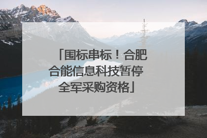 围标串标！合肥合能信息科技暂停全军采购资格