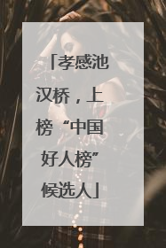 孝感池汉桥，上榜“中国好人榜”候选人