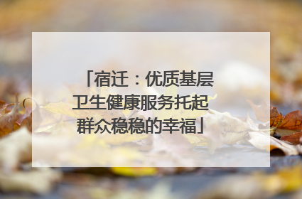 宿迁：优质基层卫生健康服务托起群众稳稳的幸福