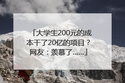 大学生200元的成本干了20亿的项目？网友：羡慕了……