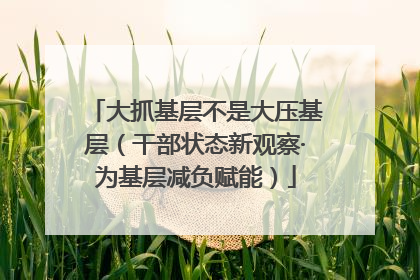 大抓基层不是大压基层（干部状态新观察·为基层减负赋能）