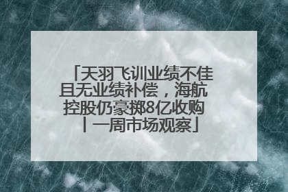 天羽飞训业绩不佳且无业绩补偿，海航控股仍豪掷8亿收购丨一周市场观察