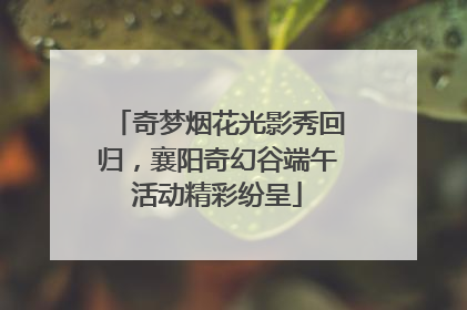 奇梦烟花光影秀回归，襄阳奇幻谷端午活动精彩纷呈