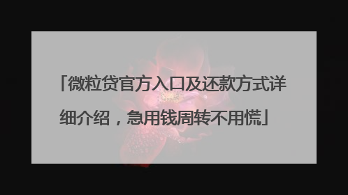微粒贷官方入口及还款方式详细介绍，急用钱周转不用慌