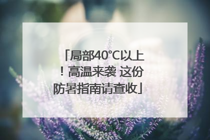 局部40℃以上！高温来袭 这份防暑指南请查收
