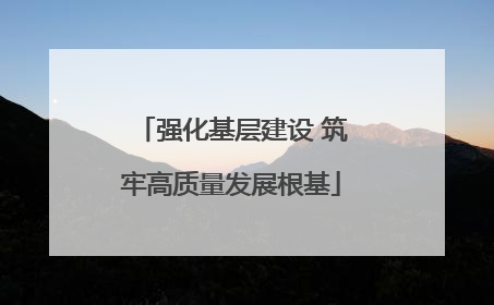 强化基层建设 筑牢高质量发展根基