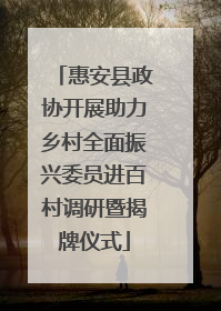 惠安县政协开展助力乡村全面振兴委员进百村调研暨揭牌仪式