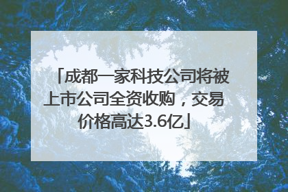 成都一家科技公司将被上市公司全资收购，交易价格高达3.6亿