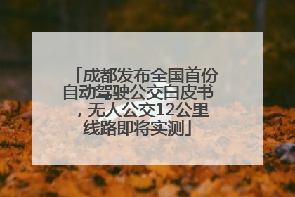 成都发布全国首份自动驾驶公交白皮书，无人公交12公里线路即将实测