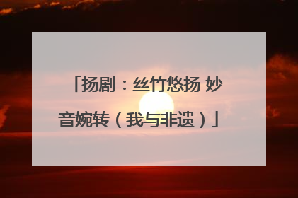 扬剧：丝竹悠扬 妙音婉转（我与非遗）