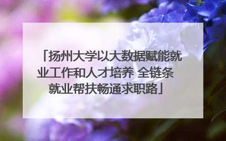 扬州大学以大数据赋能就业工作和人才培养 全链条就业帮扶畅通求职路
