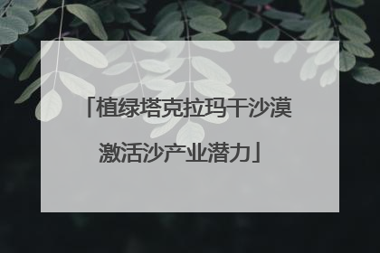 植绿塔克拉玛干沙漠 激活沙产业潜力
