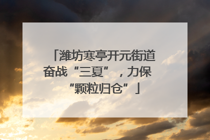潍坊寒亭开元街道奋战“三夏”，力保“颗粒归仓”