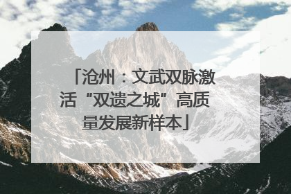 沧州：文武双脉激活“双遗之城”高质量发展新样本