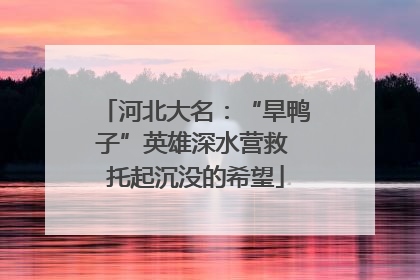 河北大名：“旱鸭子”英雄深水营救 托起沉没的希望