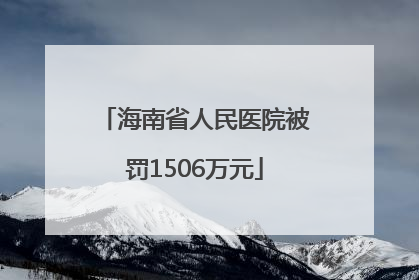 海南省人民医院被罚1506万元