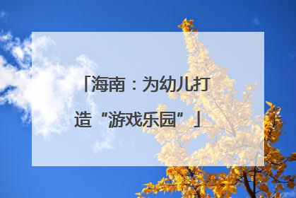 海南：为幼儿打造“游戏乐园”