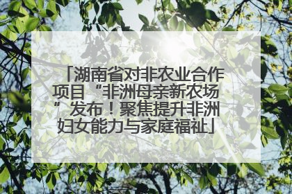 湖南省对非农业合作项目“非洲母亲新农场”发布！聚焦提升非洲妇女能力与家庭福祉