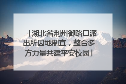 湖北省荆州御路口派出所因地制宜，整合多方力量共建平安校园