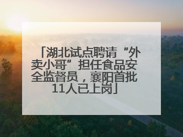 湖北试点聘请“外卖小哥”担任食品安全监督员，襄阳首批11人已上岗