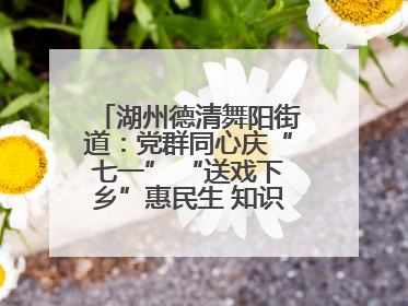 湖州德清舞阳街道：党群同心庆“七一” “送戏下乡”惠民生 知识宣传美家园