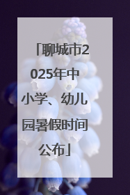 聊城市2025年中小学、幼儿园暑假时间公布
