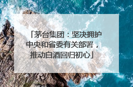茅台集团：坚决拥护中央和省委有关部署，推动白酒回归初心