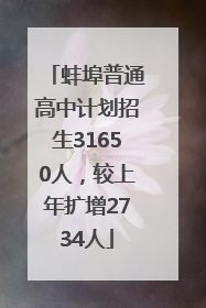 蚌埠普通高中计划招生31650人，较上年扩增2734人