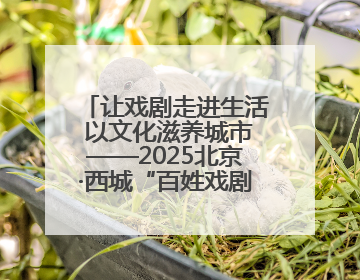 让戏剧走进生活 以文化滋养城市——2025北京·西城“百姓戏剧展演”预热开启