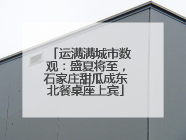 运满满城市数观：盛夏将至，石家庄甜瓜成东北餐桌座上宾