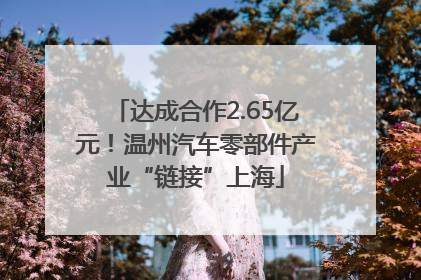 达成合作2.65亿元！温州汽车零部件产业“链接”上海