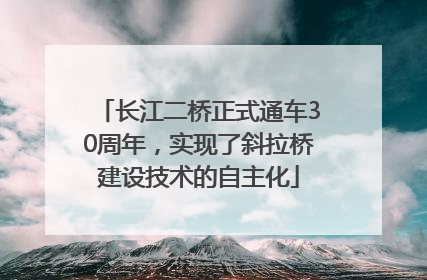长江二桥正式通车30周年，实现了斜拉桥建设技术的自主化